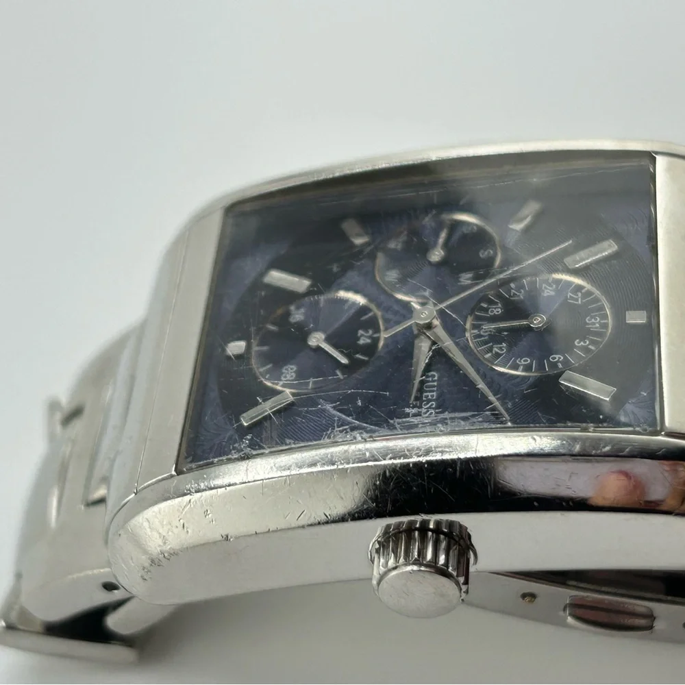 Men Guess Steel Watch G95291g Black Face Stainless Bracelet New Battery 207